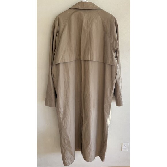 LANDS’ END Trench Coat Mens XL Tan Khaki Beige Fully Lined Preppy Vintage Button - Picture 2 of 5
